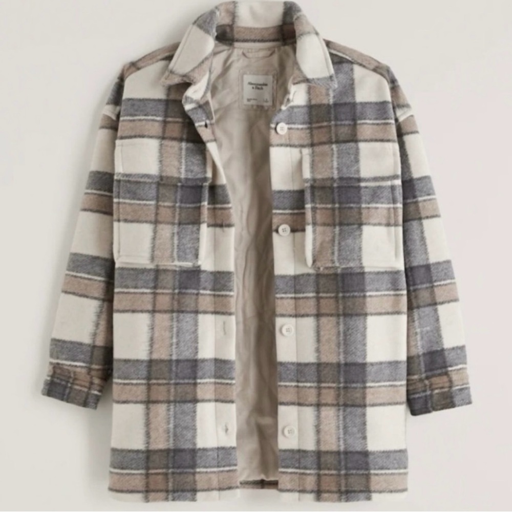 NWOT Abercrombie & Fitch Oversized Cozy Shirt Jacket - Picture 5 of 7